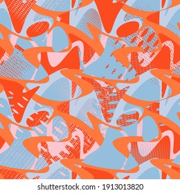 urban seamless abstract pattern with chaotic shapes and wave elements