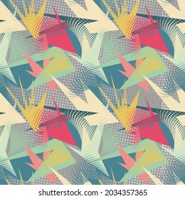 Urban seamless abstract pattern with chaotic curved triangle elements