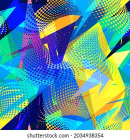Urban seamless abstract pattern with chaotic curved triangle elements