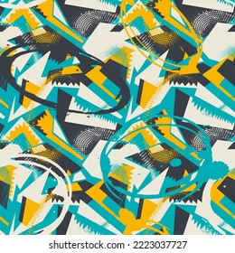 Urban seamless abstract pattern with curved geometry elements