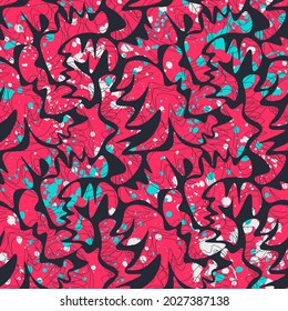 Urban seamless abstract pattern with wave shapes and grunge spots