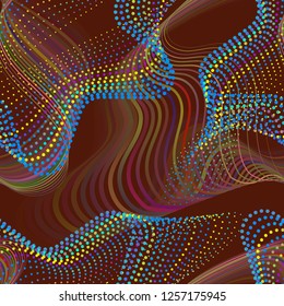 Urban seamless pattern of iridescent array of divergent points and lines stream.
