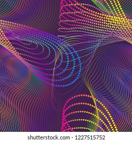 Urban seamless pattern of iridescent chaotic array of dots and lines.