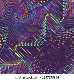 Urban seamless pattern of iridescent chaotic array of dots and lines stream.