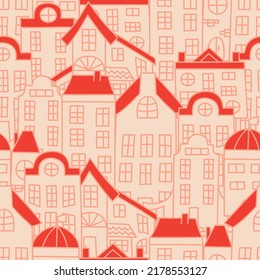 Urban seamless pattern. Print for textile, covers, surface. For fashion fabric. Endless texture, backdrop with abstract elements of city