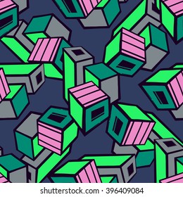 Urban seamless pattern. Vector line art.