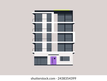 Urban Serenity, A Modern Condo Building, A tranquil modern house stands against a plain backdrop