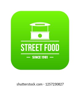 Urban shop icon green vector isolated on white background
