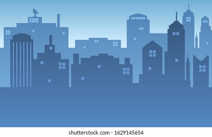 Urban silhouette city atmosphere in the morning