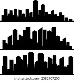 urban silhouette icon set vector with black color and white  background