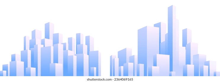 Urban silhouette landscape. Abstract horizontal banner, background cityscape. Panorama in frat style, header images for web. City buildings of business district. Vector illustration simple geometric