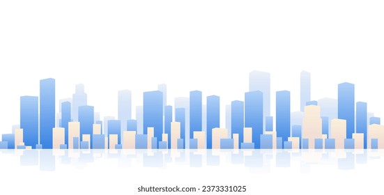 Urban silhouette landscape. Abstract horizontal banner, background cityscape. Panorama in frat style, header images for web. City buildings of business district. Vector illustration simple geometric