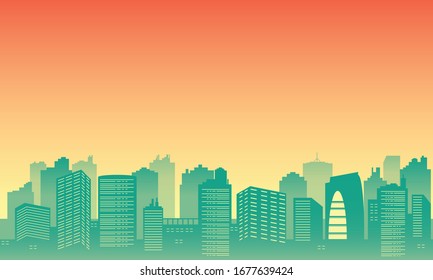 Urban silhouette panoramas in the sunny afternoon.