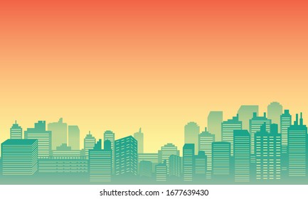 Urban silhouette panoramas in the sunny afternoon.
