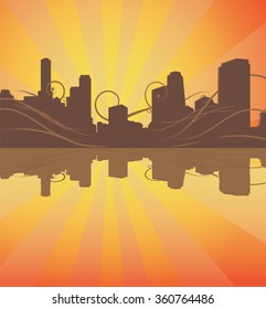 urban silhouette and reflection background. vector