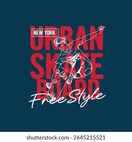 Placa de patins urbana Estilo livre Tipografia de Nova York Projeto vetorial