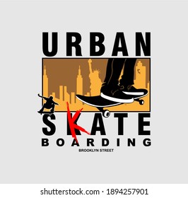 Urban Skate boarding,Brooklyn Street typography, tee shirt graphics, vectors.