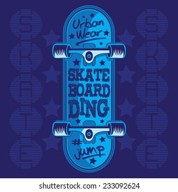 Urban skate typography, t-shirt graphics, vectors