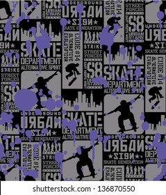 Urban Skateboarding - Vector seamless pattern