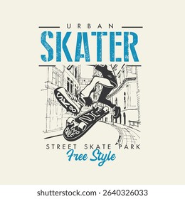 Urban Skater Street Skate park free style vector illustration