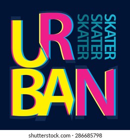 urban skater typographic for t-shirt,tee design,vector