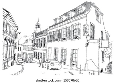 urban sketch of Baden-baden in Germany