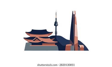 urban skyline with iconic architectural landmarks in bright tones and innovative shapes showcasing a vibrant city environment for travel and tourism