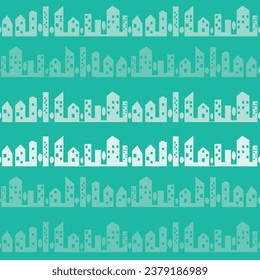 Patrón sin fisuras en el horizonte urbano. Silueta de arquitectura y paisaje urbano. Ilustración vectorial.