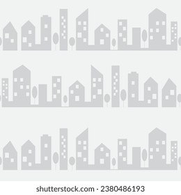 Patrón sin fisuras en el horizonte urbano. Silueta de arquitectura y paisaje urbano. Ilustración vectorial.