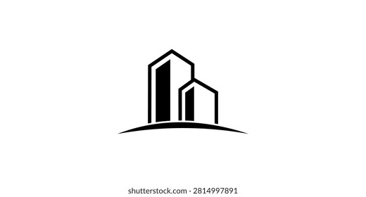 Urban skyscraper buildings logo concept with skyscraper building architecture