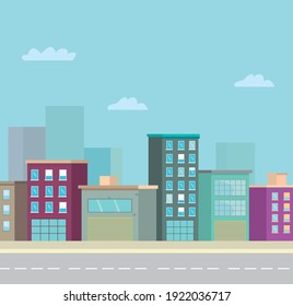 Urban Skyscraper Buildings View Modern Cityscape Stock Vector (Royalty ...