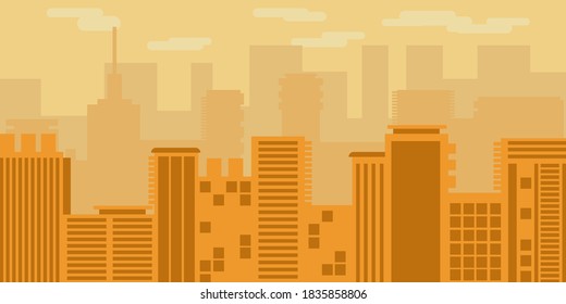 urban skyscraper city landscape during the sunset, flat background vector landscape.