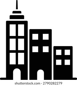 Urban Skyscraper Cluster Icon for Cityscape and Business District