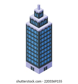Urban skyscraper icon. Isometric of urban skyscraper vector icon for web design isolated on white background