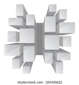 urban skyscrapers top view, perspective - abstract vector illustration