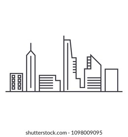 Urban skythin line  thin line icon concept. Urban skythin line  linear vector sign, symbol, illustration.