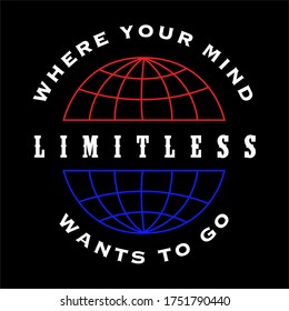 Urban slogan tshirt print design as vector. Grid globe design with text.