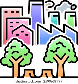 Urban Sparwl icon. Urbanization expansion ecology logo.