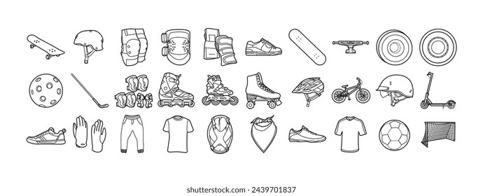 Urban Sport Outline Illustration Vector Set