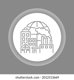 Urban sprawl color button icon. Urbanization.