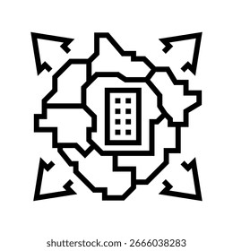 urban sprawl map urbanization line icon vector. urban sprawl map urbanization sign. isolated contour symbol black illustration