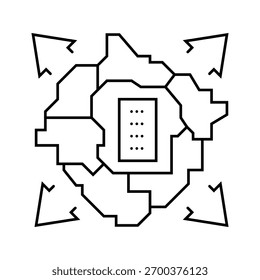 urban sprawl map urbanization line icon vector. urban sprawl map urbanization sign. isolated contour symbol black illustration