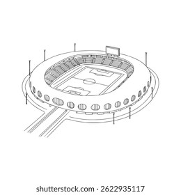 Urban Stadium Structure in Line Art – Vector Design - Stadium Architectural Design