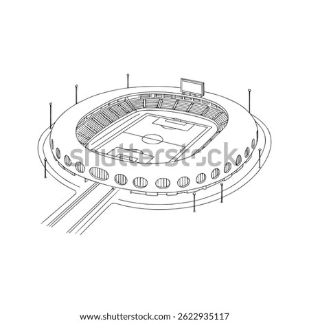 Urban Stadium Structure in Line Art – Vector Design - Stadium Architectural Design