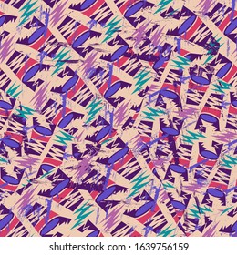 Urban strange seamless pattern. Curved geometry elements.