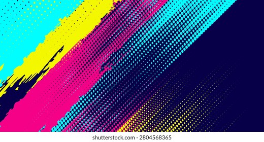Urban streen colorful fun design background. Grunge halftone effect, modern design. Vector illustration