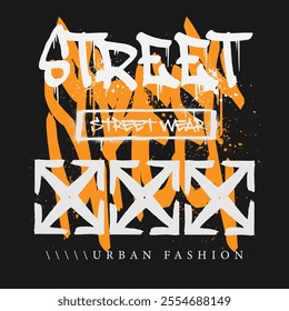 Urban street art graffiti Street slogan print with spray effect text for graphic tee t shirt or poster sticker - Vector