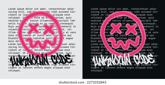 Urban street art graffiti typography slogan with spray effect emoji smiley for graphic tee t shirt or poster - Vector.