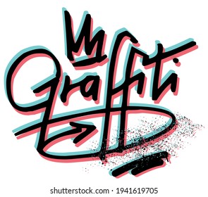 Urban street art style graffiti slogan with neon colors for man - woman tee t shirt or sweatshirt