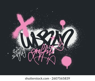 Urban street art typography colorful graffiti motivational slogan elements print with spray splash paint effect for graphic tee t shirt or poster sticker - Vector